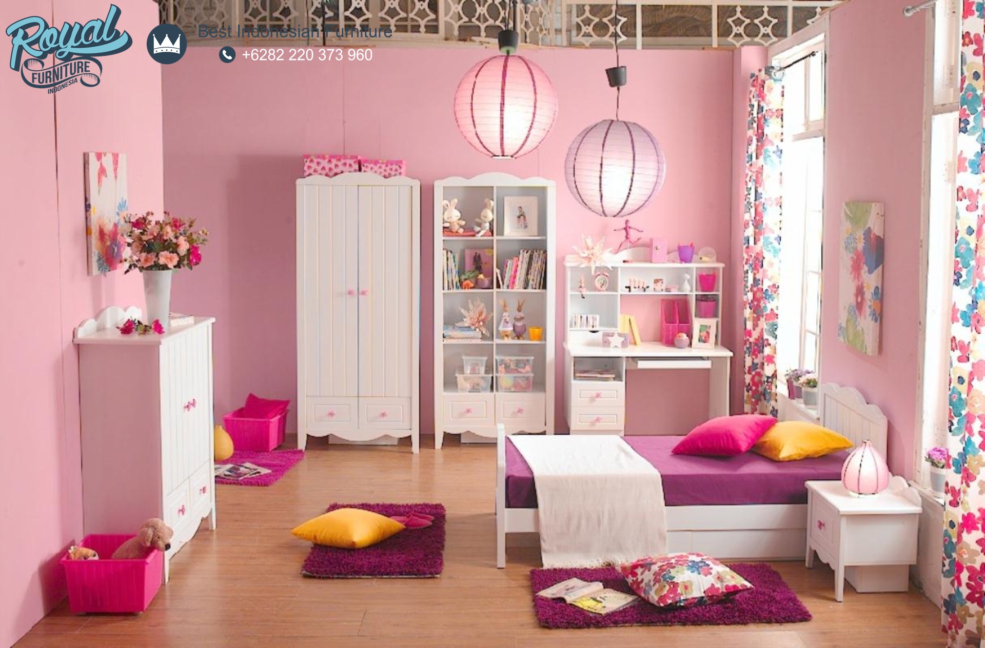 Set Kamar Tidur Anak Pink Terbaru Korean Style Royal Furniture
