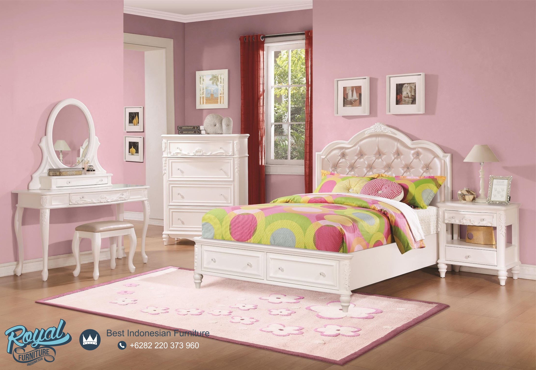 Set Tempat Tidur Anak Putih Minimalis Modern Terbaru Caroline