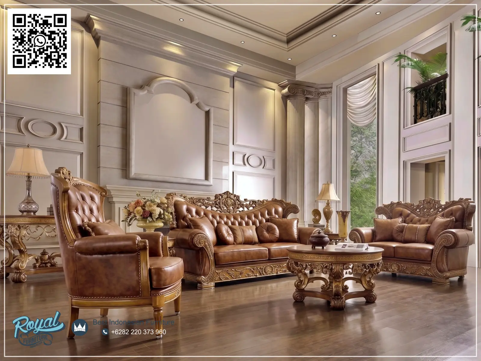 Set Sofa Ruang Tamu Jepara Luxury Style Klasik Bandung