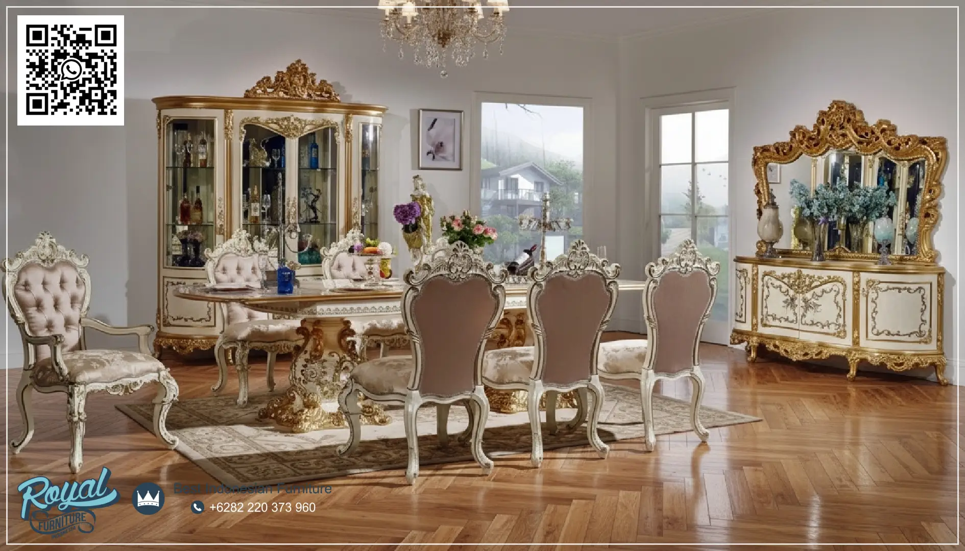 Dining Set Meja Kursi Makan Klasik Ukir Jepara Mewah Terbaru