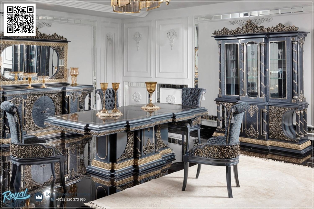 Dining Set Meja Kursi Makan Ukir Klasik Mewah Terbaru Hasnae