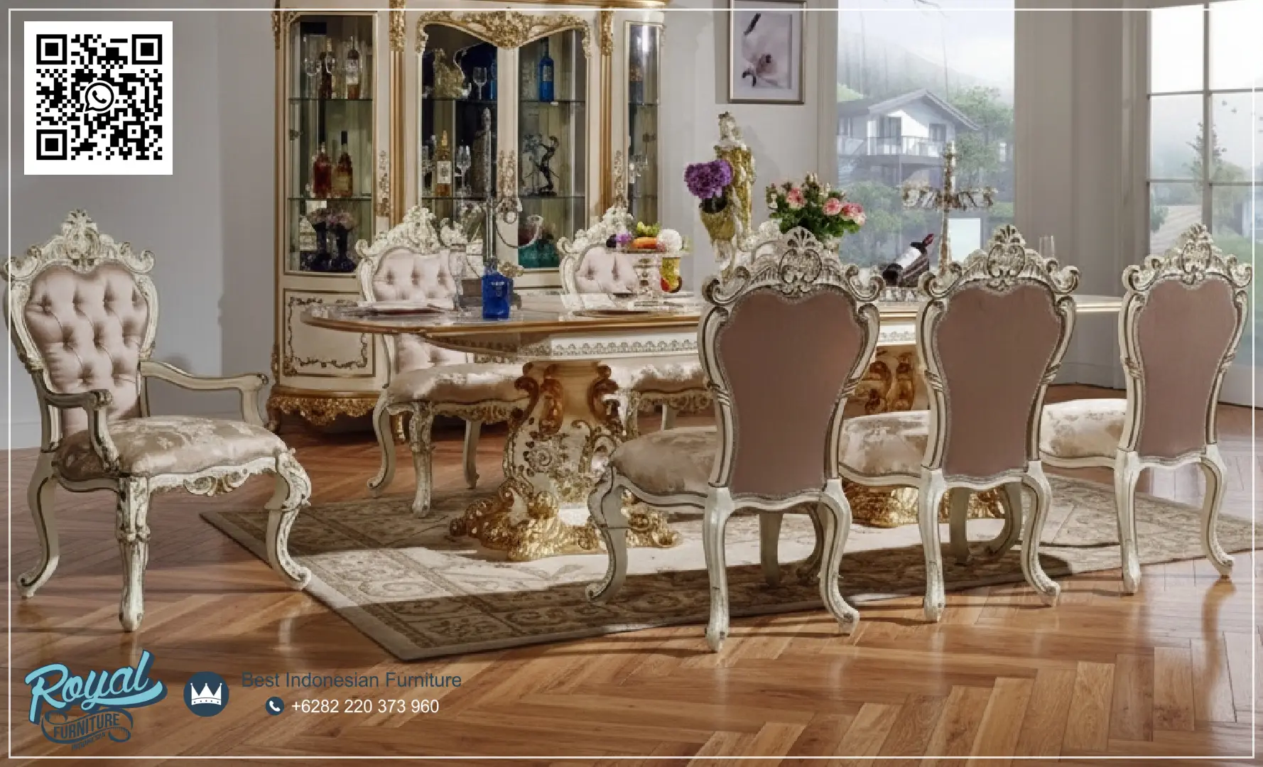 Set Meja Kursi Makan Klasik Ukir Jepara Mewah Terbaru