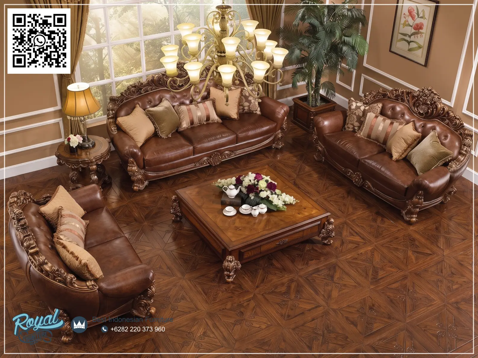 Set Sofa Ruang Tamu Ukir Mewah Murah Terbaru Waldorf, Model Sofa Mewah Terbaru, Royal Furniture