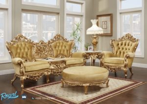 Sofa Tamu Ukir Jepara Warna Emas Mewah Terbaru