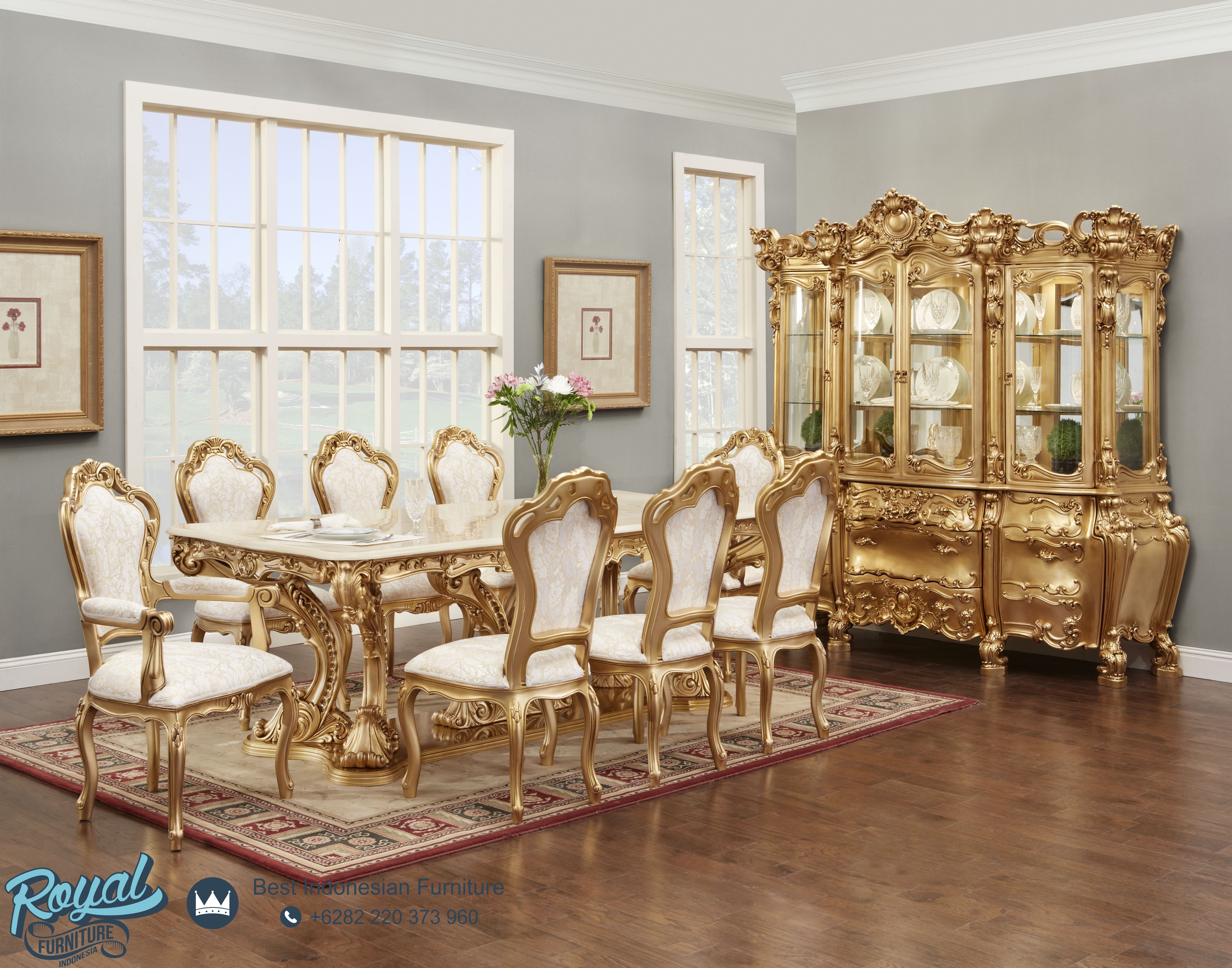 Set Meja Kursi Makan Jepara Klasik Terbaru Gold, 1 Set Meja Makan, Furniture Jepara, Harga Set Meja Makan Jepara, Mebel Jepara, Meja Kursi Makan Jepara, Meja Kursi Makan Kayu, Meja Makan Jati, Meja Makan Jepara Klasik Murah, Meja Makan Set, Model Meja Kursi Makan Terbaru, Royal Furniture, Set Meja Makan Jati, Set Meja Makan Mewah, Set Meja Makan Minimalis Modern, Set Meja Makan Murah