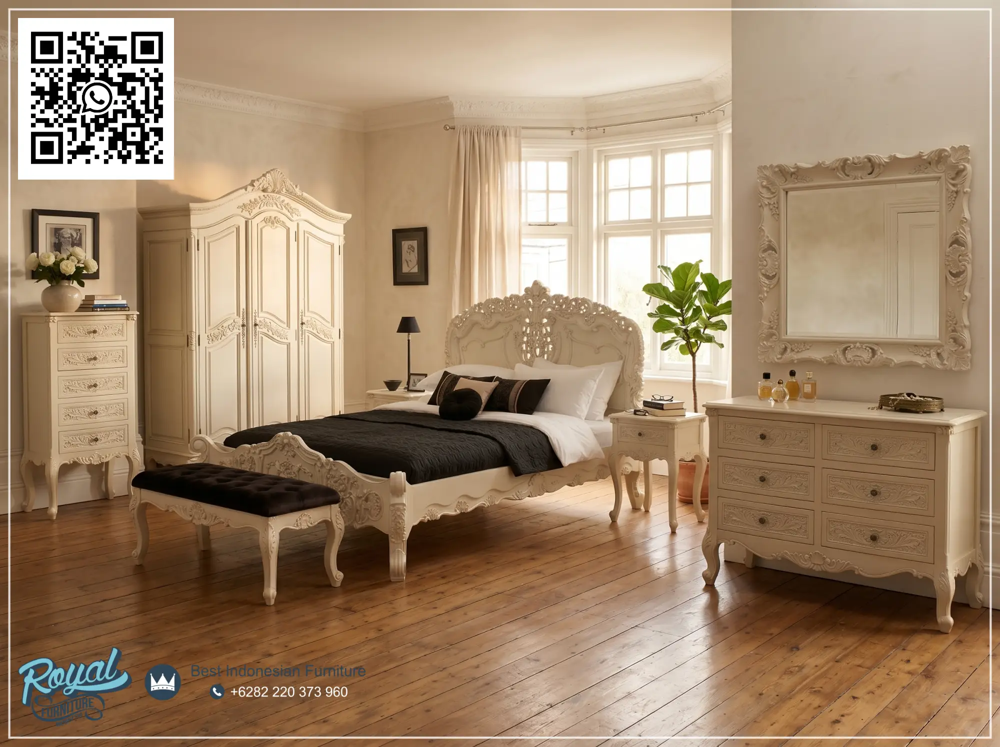 Bedroom Set Kamar Tidur Ukiran Klasik Mewah Terbaru French Style Apartemen