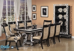 Set Meja Makan Hitam Silver Mewah Terbaru