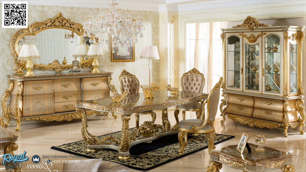 Jual Meja Makan Ukiran Klasik Gold Mewah Jepara Model Meja Makan Mewah Jual Makan Klasik Set Meja Makan Jepara Meja Makan Ukiran Klasik Gold Mewah Terbaru Osmanli