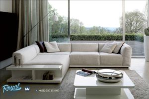 Sofa Tamu Minimalis Mewah Terbaru Leter L Full Cover Luxury