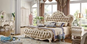 Set Tempat Tidur Terbaru Modern Ukiran Furniture Jepara Putih Duco Issabel