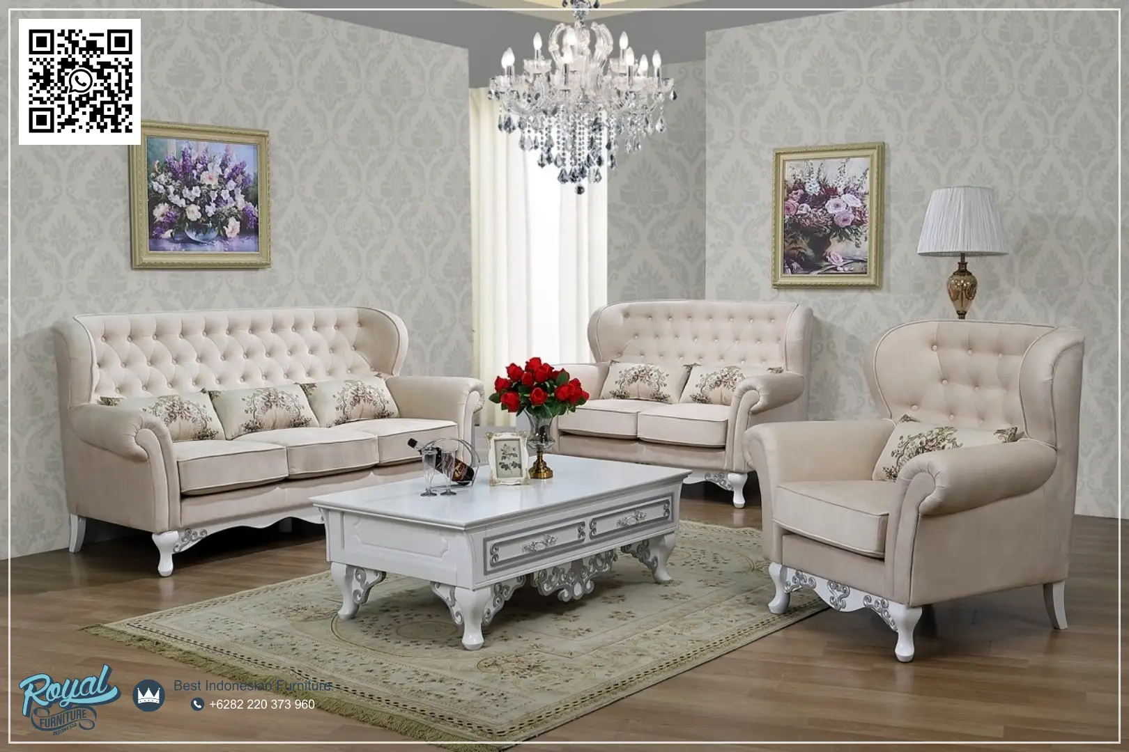 Set Sofa Tamu Minimalis Mewah Kayu Jati Modern Terbaru