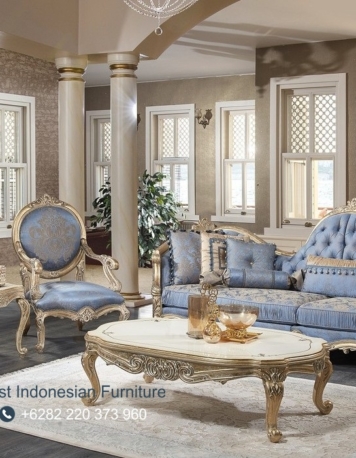 Set Sofa Tamu Mewah Klasik Gold Ukir Jepara Luxury
