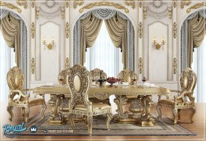 Ruang Meja Makan Termewah Luxury Classy Gold