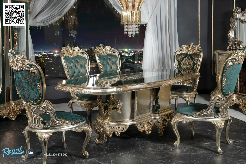 buffet klasik ukiran emas, desain ruang makan ala istana, meja makan gaya kerajaan, meja makan glamour royal style, meja makan hotel bintang lima, meja makan kaca elegan klasik, meja makan ukiran jepara emas, set makan kayu jati finishing gold, set meja makan royal klasik, meja makan marmer gold ukiran, meja makan mewah full set, meja makan mewah warna gold, dining set luxury klasik eropa, dining table set luxury gold, Harga 1 Set Meja Makan, Meja Makan set 6 Kursi, Set Meja Makan, Meja Makan Set 6 Kursi, Meja makan sultan, Set meja makan Informa, model kursi makan terbaru, meja makan informa, meja makan 6 kursi mewah, meja makan 6 kursi, meja makan minimalis modern, meja makan mewah 6 kursi, meja makan mewah modern, kursi makan ganesa meja gendong, ruang makan mewah, meja makan kayu jati 6 kursi,Luxury Dining Set Meja Kursi Makan Royal Gold Klasik Jepara
