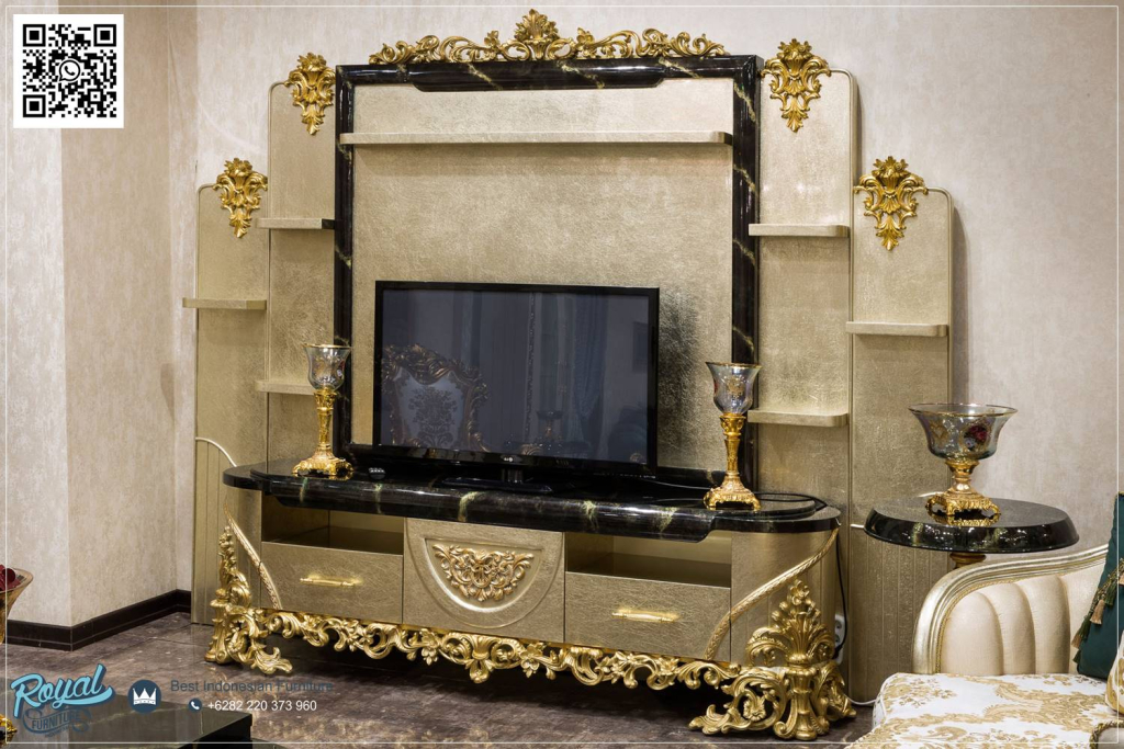 Bufet TV Mewah Furniture Interior Rumah Klasik Modern