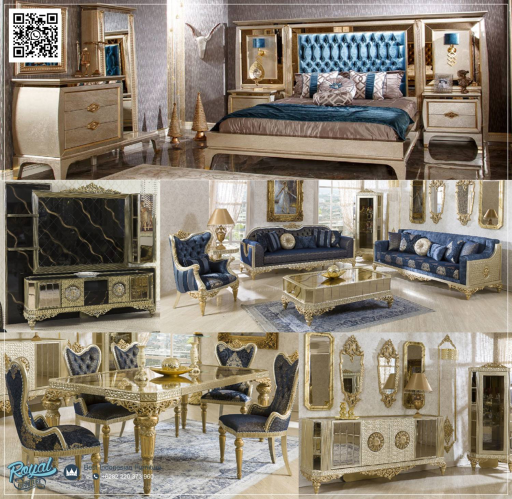 Inspirasi Furniture Klasik Mewah Gold Hunian Apartemen Royal Elegance
