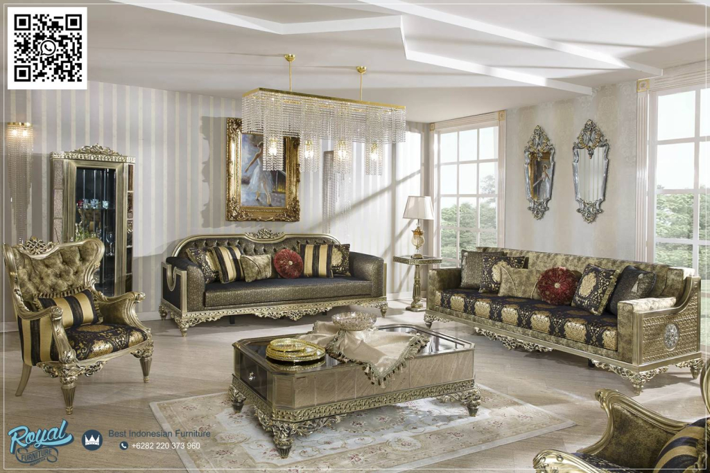 Sofa Tamu Mewah Klasik Gold Royal Elegance