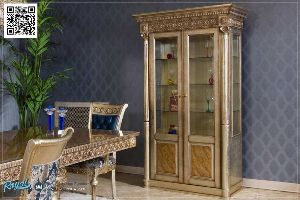 Lemari Hias Ukir Klasik Gold Turki