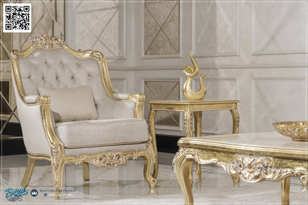 Contemporary Armchair Sofa Antik Mewah Turki Golden