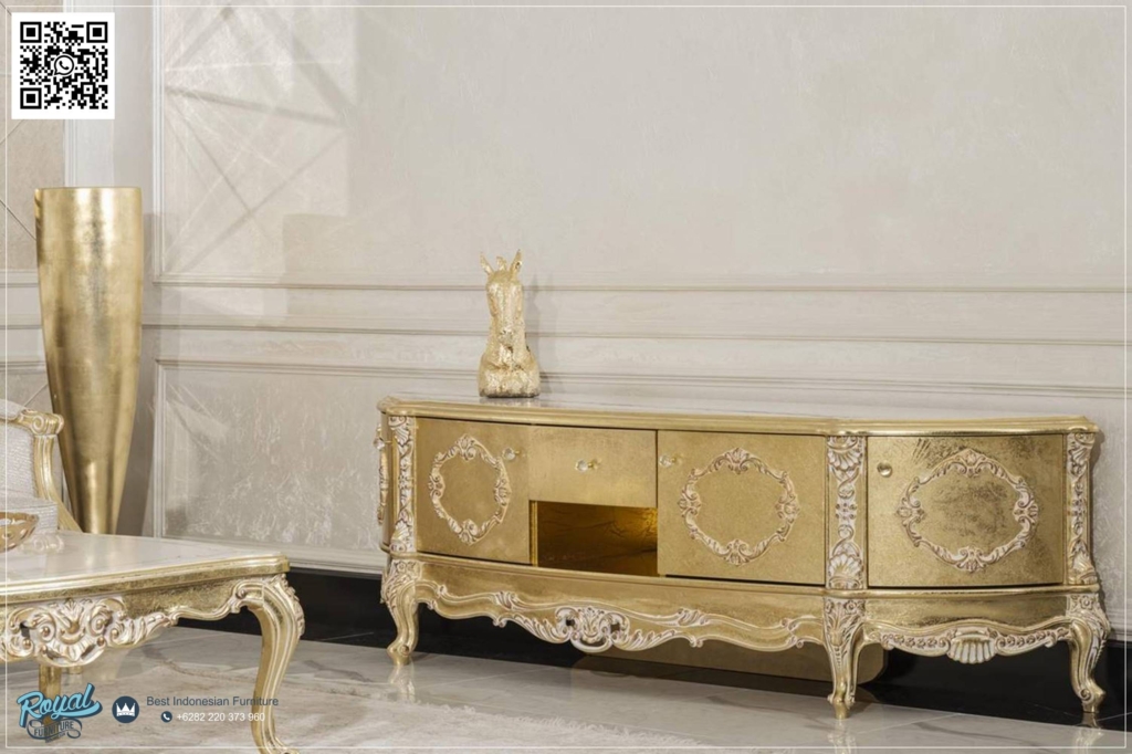 Contemporary Meja Bufet TV Antik Mewah Turki Golden