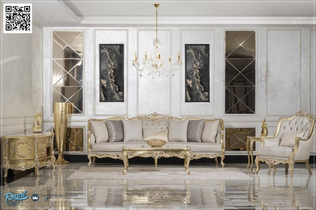 Contemporary Sofa Tamu Antik Mewah Turki Golden