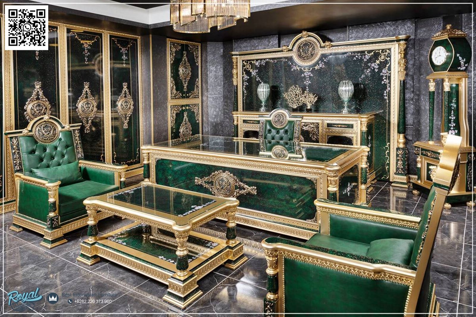 Custom Meja Kantor Direktur Desain Klasik Elegan Premium