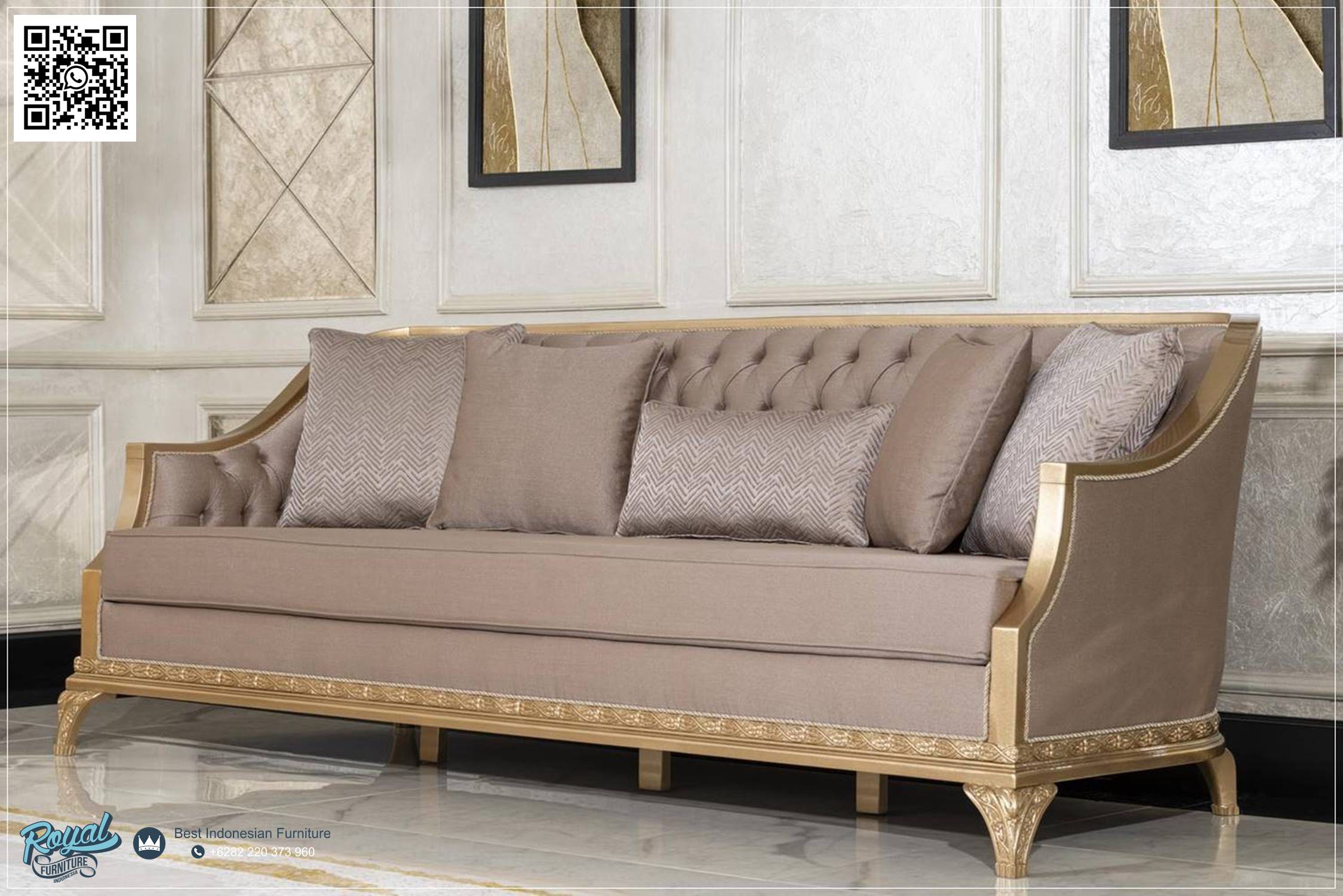 Model Sofa Mewah 3 Dudukan Gold Modern Pera Klasik Turki