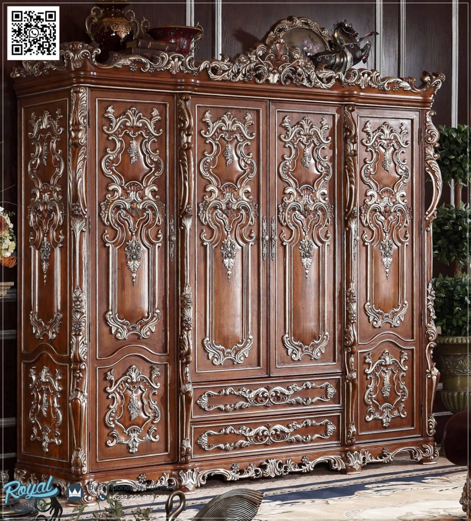 Lemari Pakaian Kayu Jati Mewah Klasik Ukiran Jepara Aesthetic