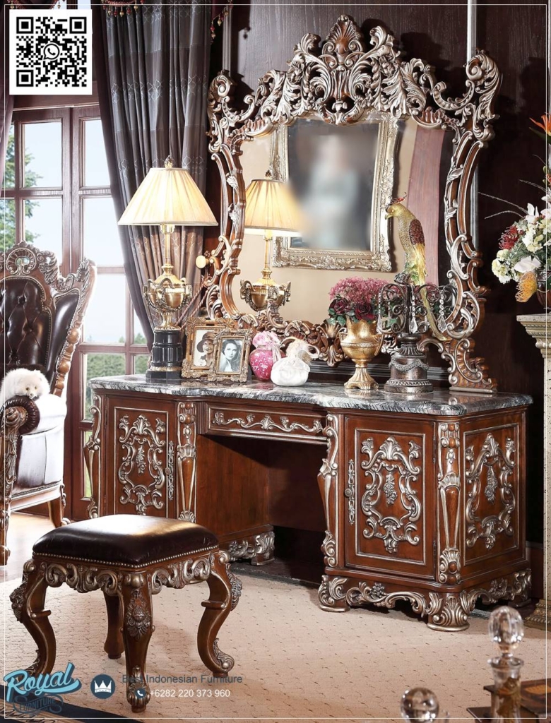 Meja Rias Kayu Jati Mewah Klasik Ukiran Jepara Aesthetic