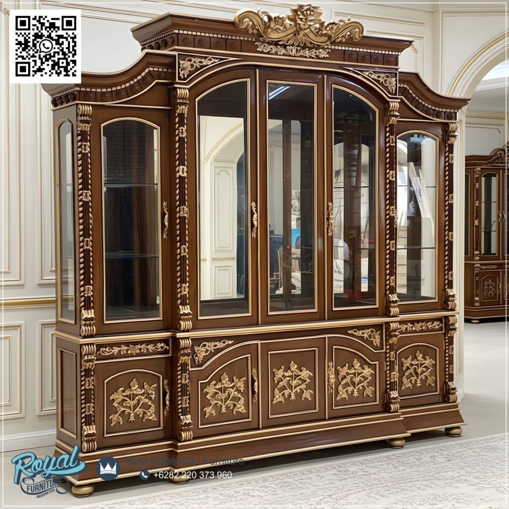 Bufet Lemari Hias, Lemari Hias Kaca, Lemari Hias Kayu Jati, Lemari Hias Klasik, Lemari Hias Mewah, Lemari Hias Minimalis, Lemari Hias Ruang Tamu, Lemari Hias Sudut, Lemari Hias Terbaru, Lemari Hias TV, Model Lemari Sudut, Cabinet Lemari Kaca Hias Klasik 5 Pintu Jati Jepara