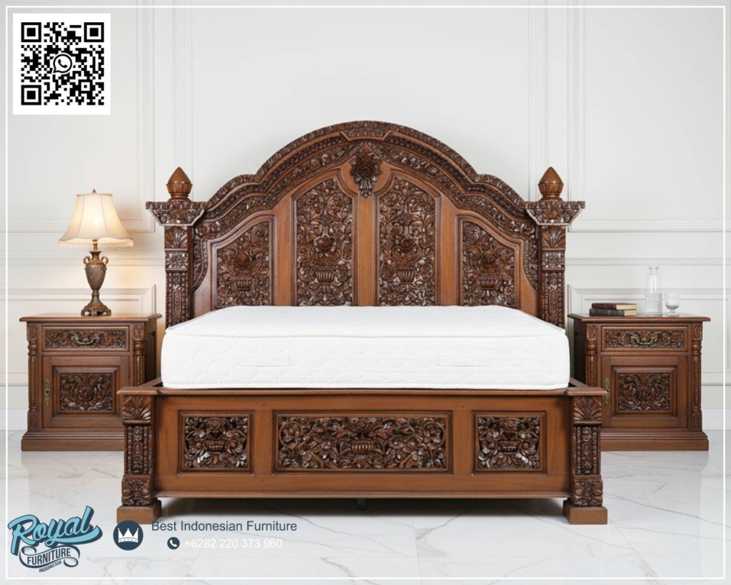 Furnitur Set Tempat Tidur Lemari Pakaian 3 Pintu Klasik Ukir Gebyok jepara