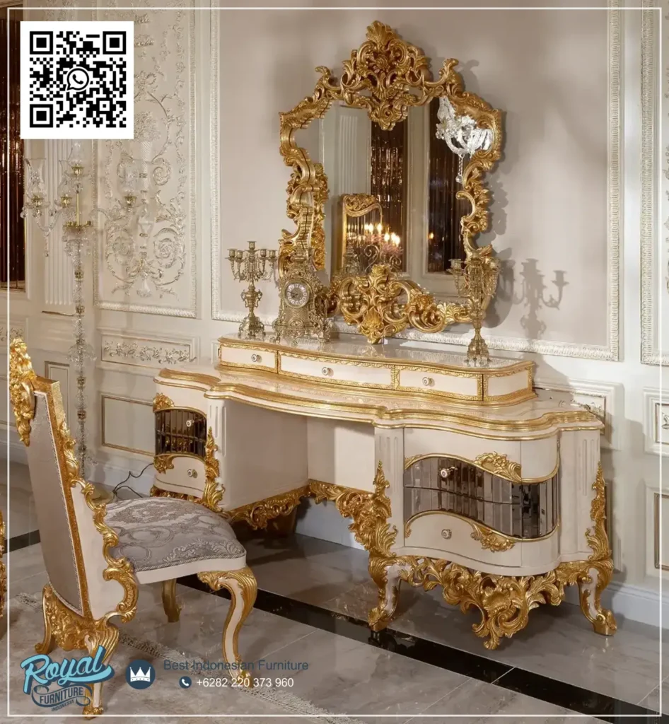 Meja Rias Set Kamar Tidur Klasik Mewah Terbaru Girgin High Quality Tempat Tidur Mewah Gold Prada Kamar Mewah Sultan Kamar Mewah Elegan Kamar Mewah Aesthetic