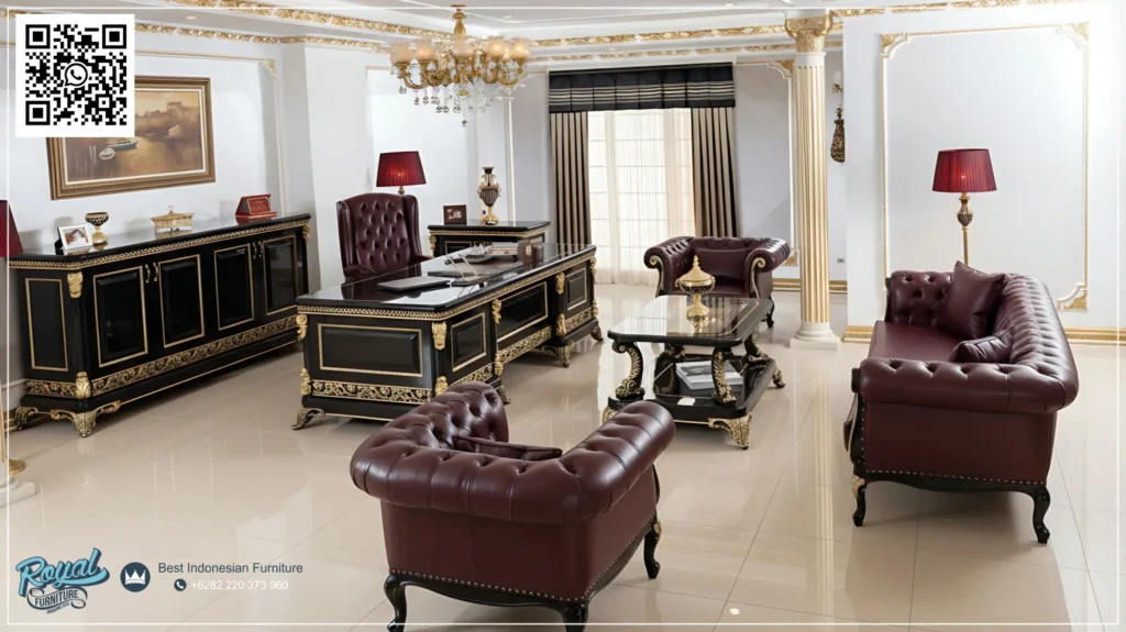 Ruang Meja Kerja Klasik Mewah untuk Jakarta Set Meja Kantor Klasik Mewah Luxury Office Terbaru