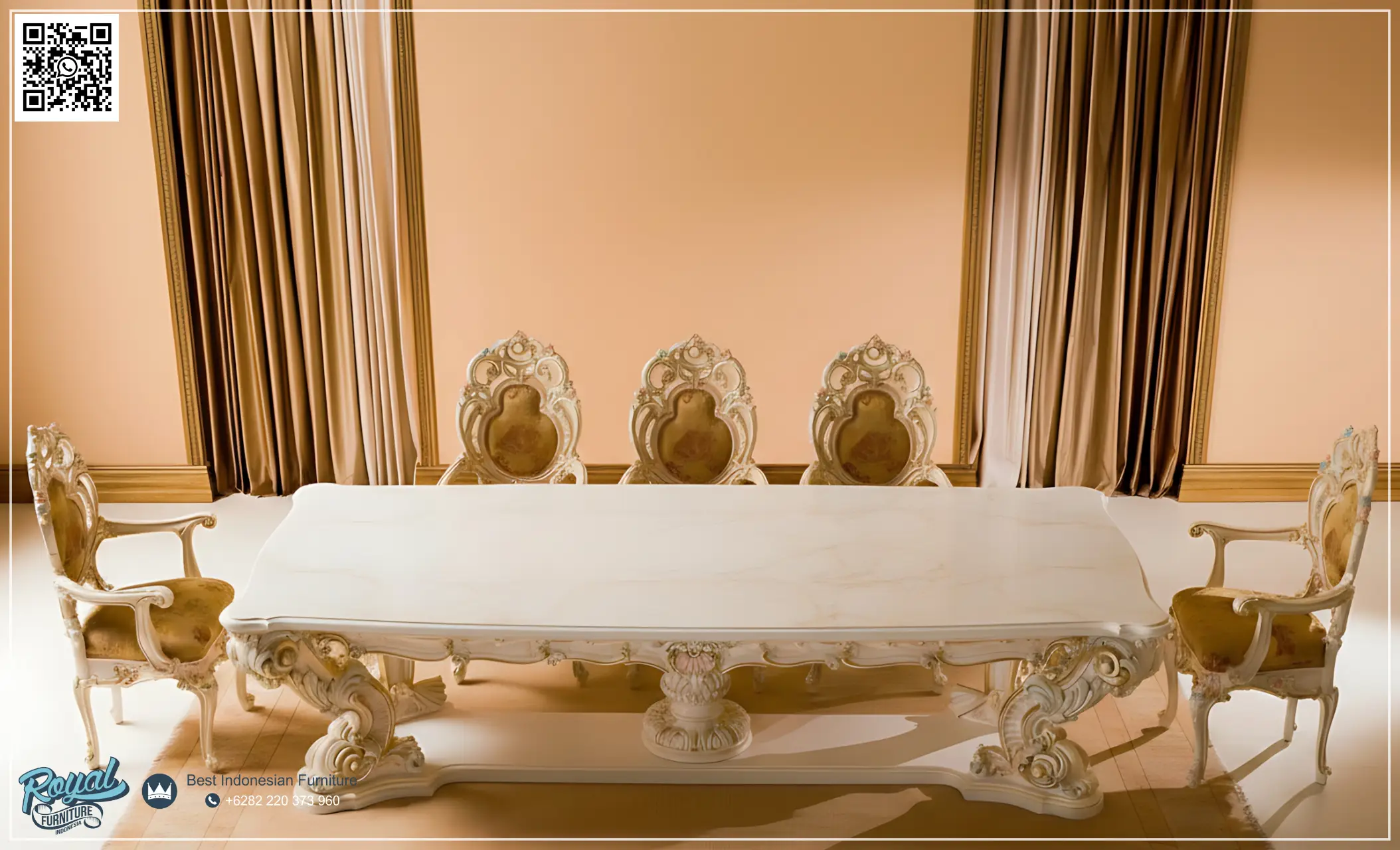 Set Meja Kursi Makan Klasik Mewah Terbaru Minerva Jepara