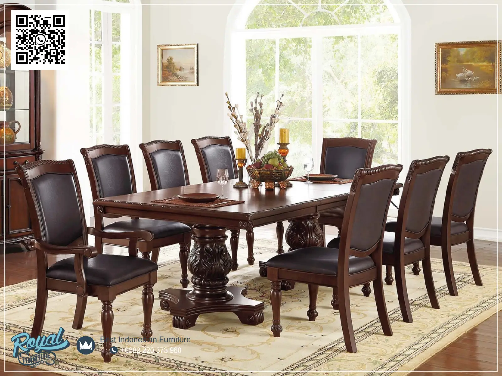 Kursi Meja Makan Klasik Leather 8 Orang