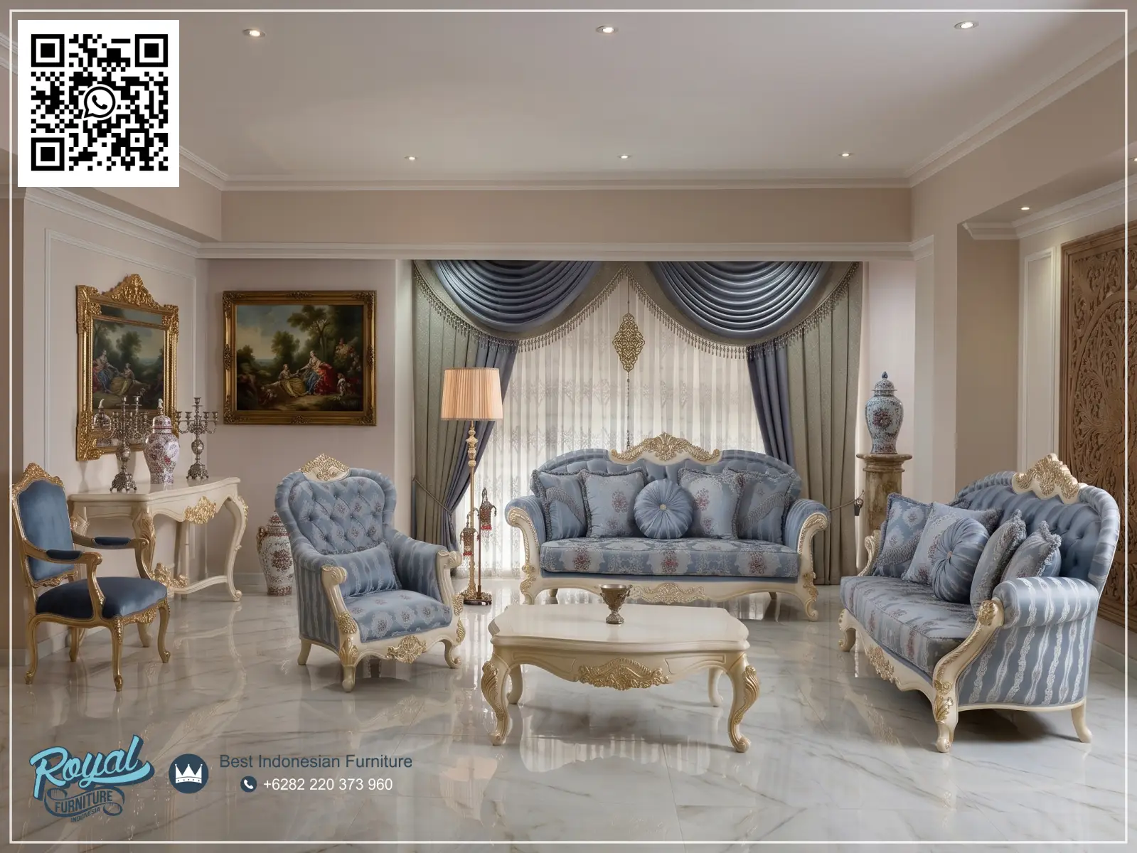 1 Set Kursi Sofa Tamu Ukiran Klasik Mewah Terbaru Hendese