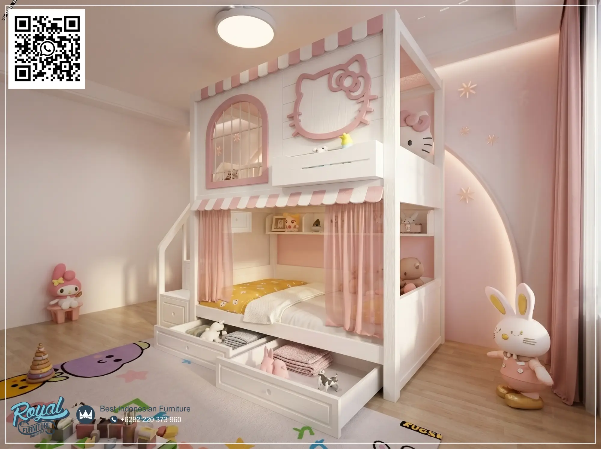 Bedroom Set Tempat Tidur Anak Perempuan Modern Mewah Terbaru