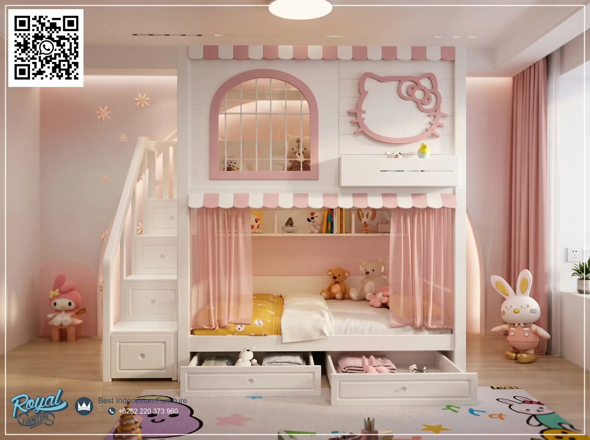 Bunkbed Tempat Tidur Anak Perempuan Modern Mewah Terbaru