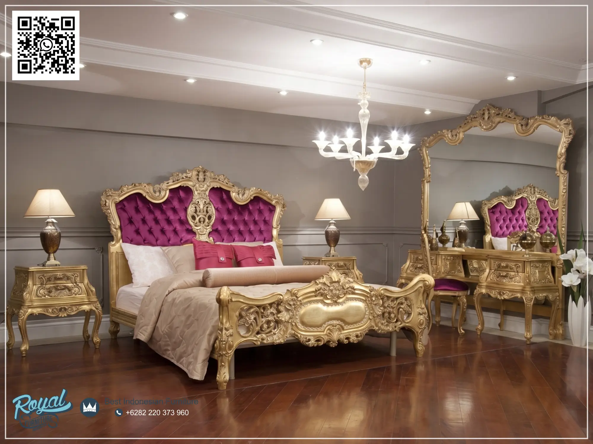 Harga Satu Set Tempat Tidur Ukiran Emas Mewah Terbaru Baroque