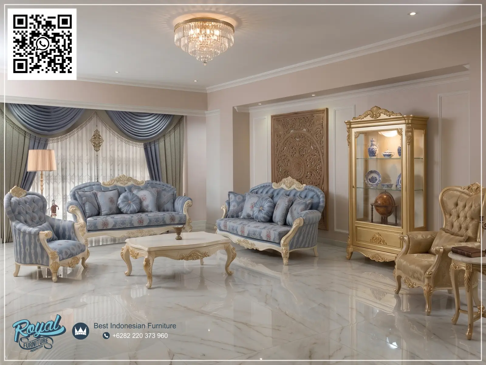 Set Kursi Sofa Ruang Tamu Ukiran Klasik Mewah Terbaru Hendese