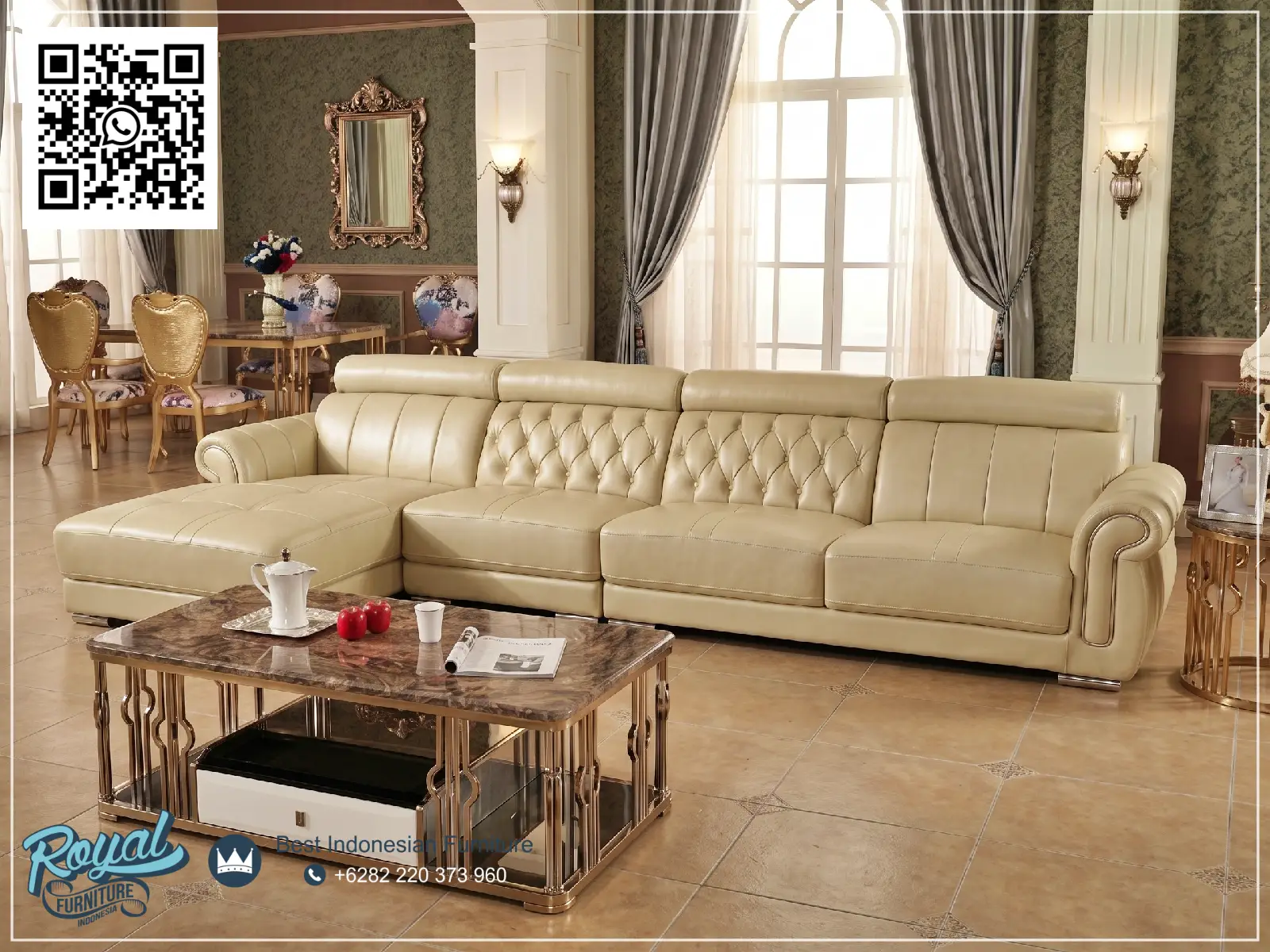 Gaya Sofa Kulit Ruang Tamu Minimalis Leter L
