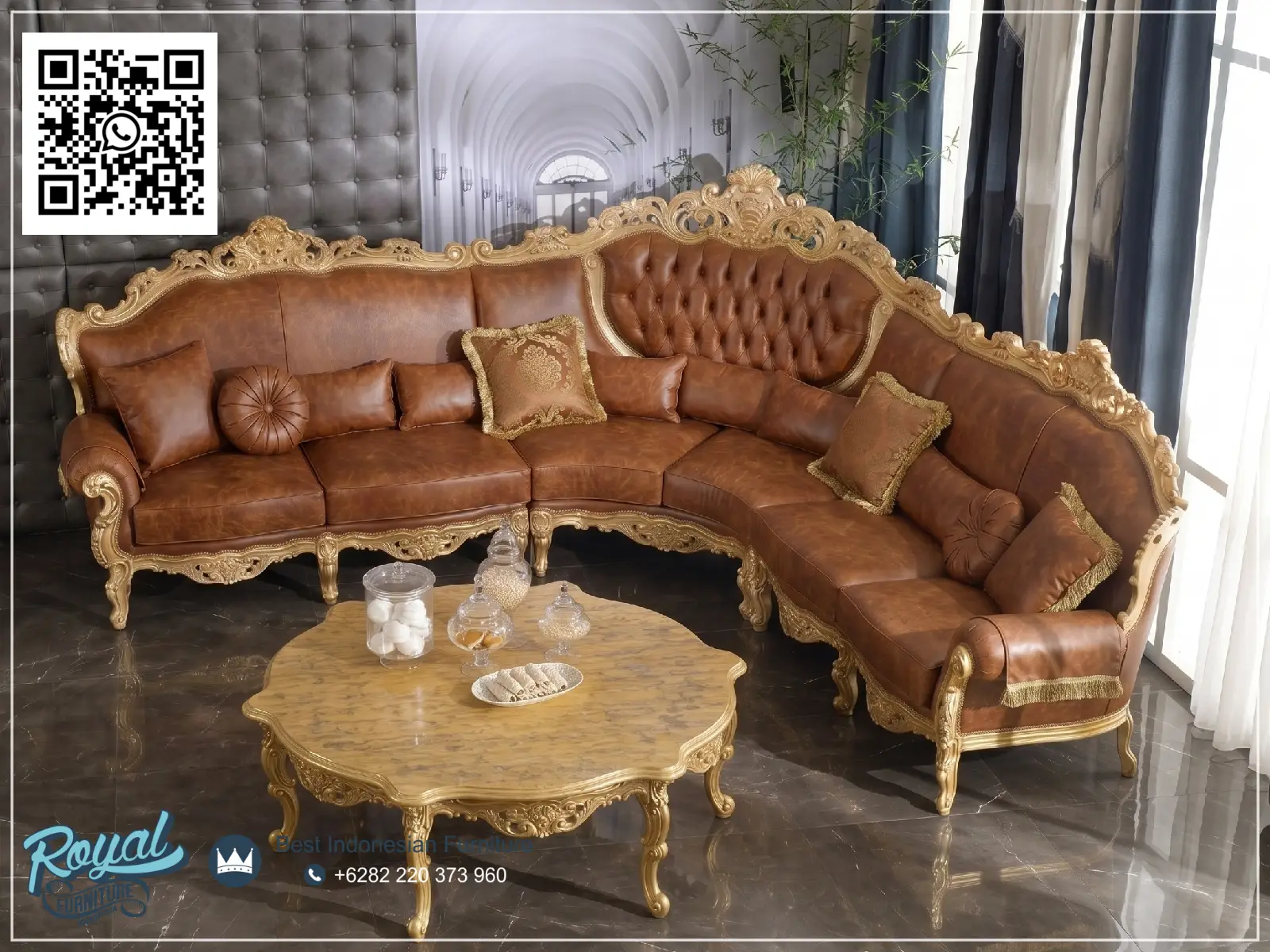 Sale Sofa Sudut Kulit Klasik Italian Style