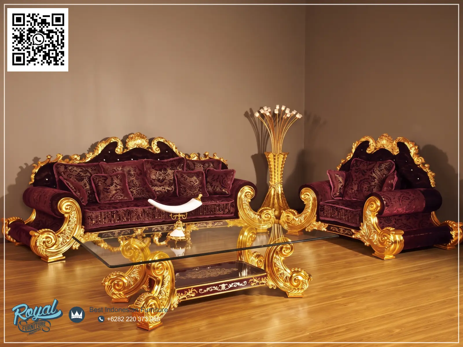 Satu Set Sofa Tamu Royal Ukiran Jepara Terbaru