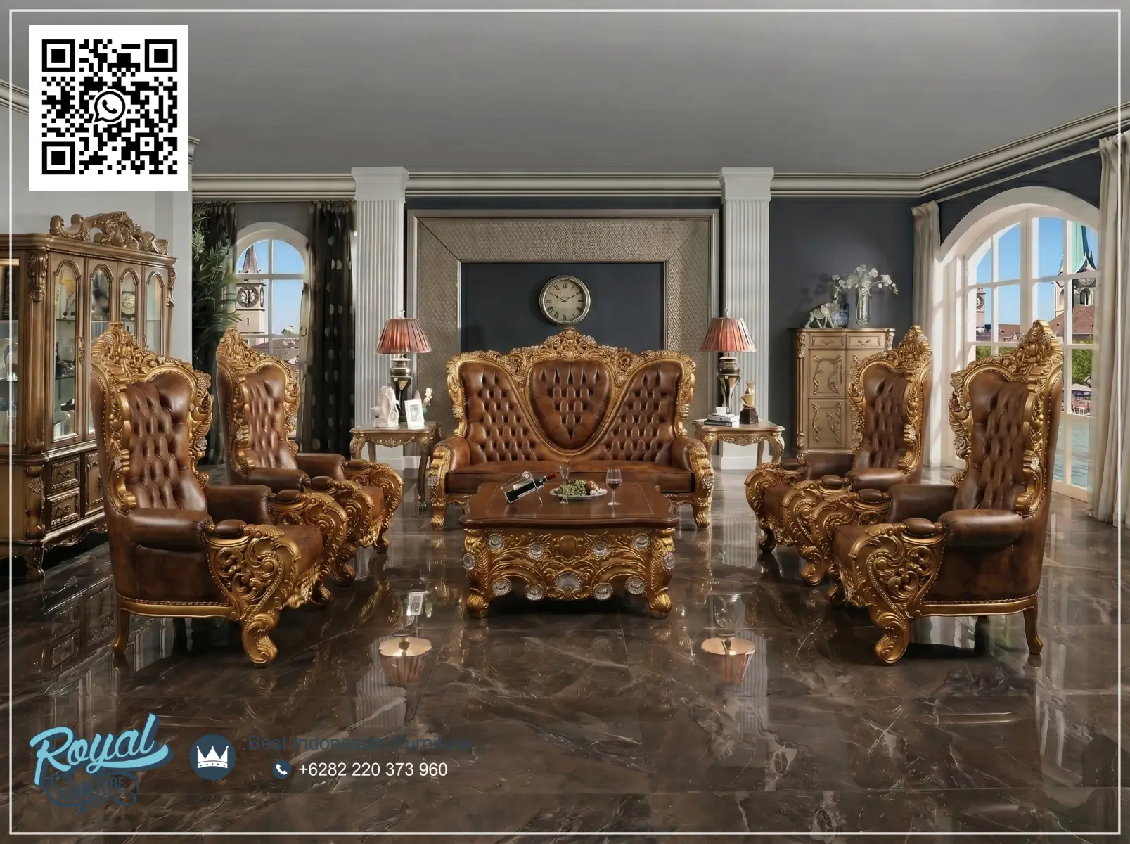 Set Sofa Kayu Jati Mewah Ruang Tamu Sultan