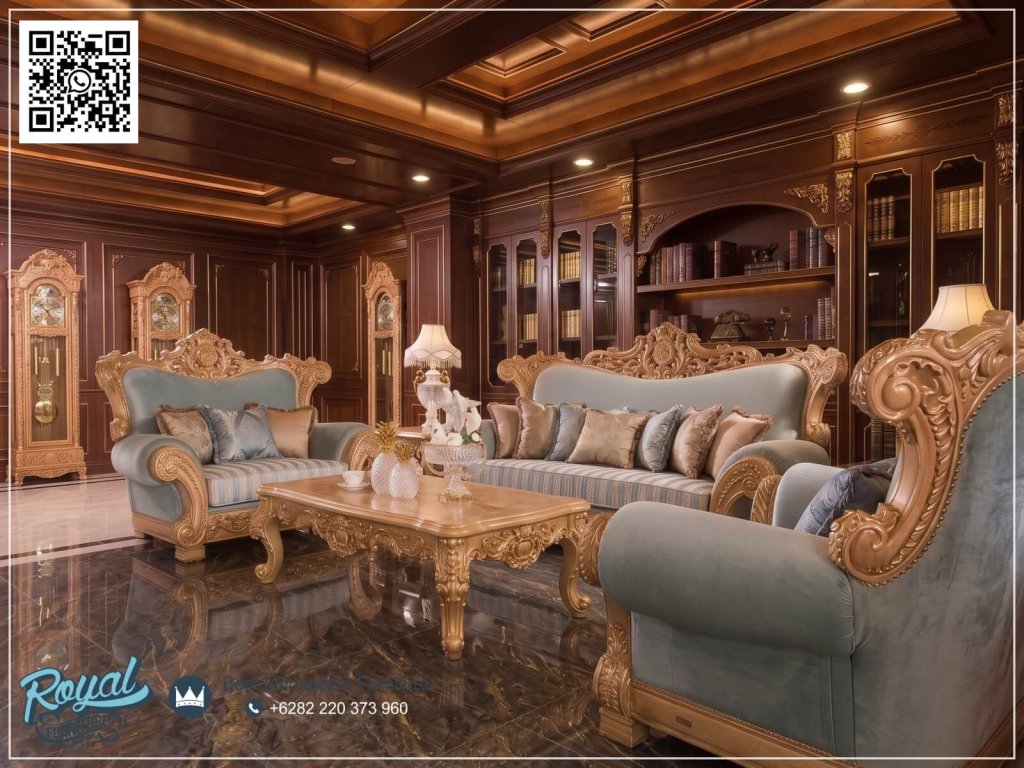 Set Sofa Klasik Super Mewah Ukir Gold Jumbo Kualitas Ekspor