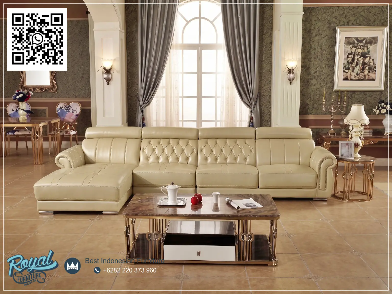 Sofa Kulit Ruang Tamu Minimalis Leter L