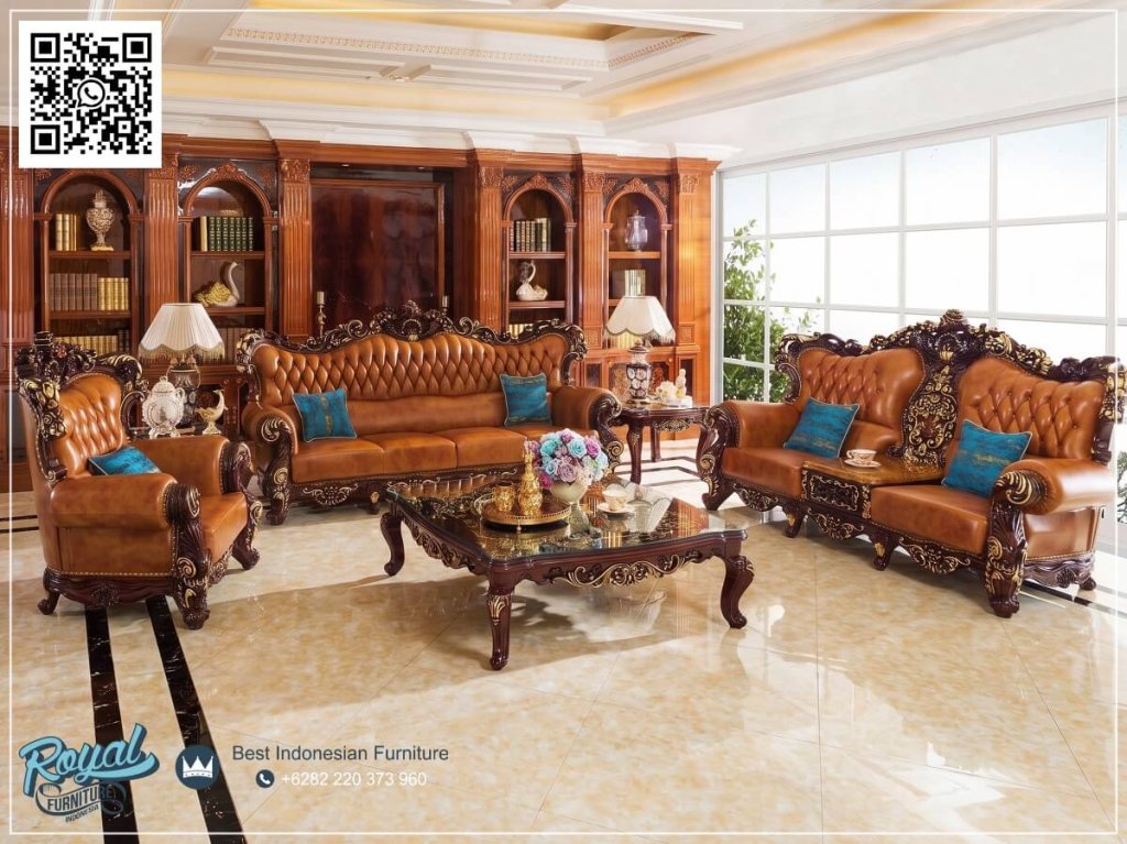 Sofa Tamu Jepara Perpaduan Ukiran Klasik dan Gaya Modern American Style Classic