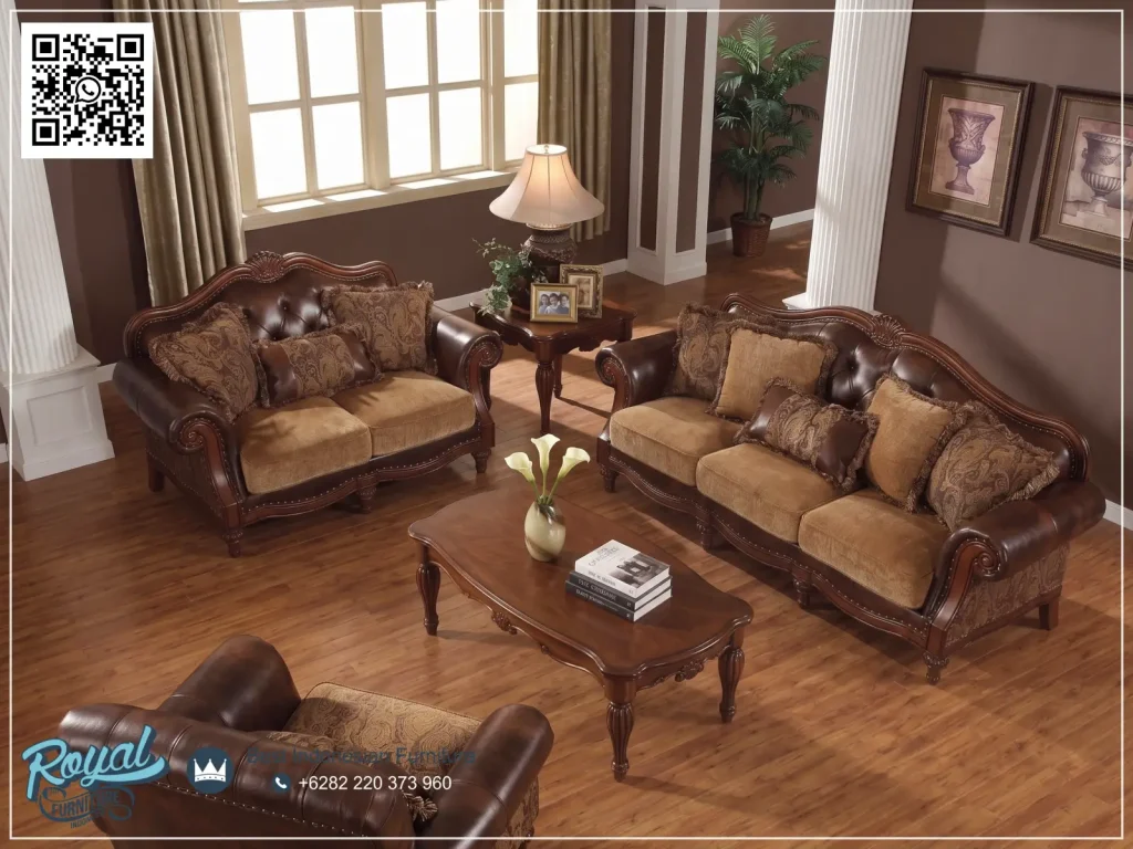 Sofa Tamu Klasik Mewah Terbaru Acme Kulit Asli