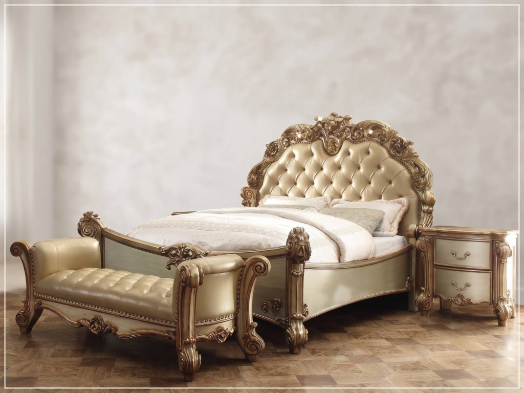 Dipan Kamar Set Mewah Klasik Gold Duco Champagne Vendome