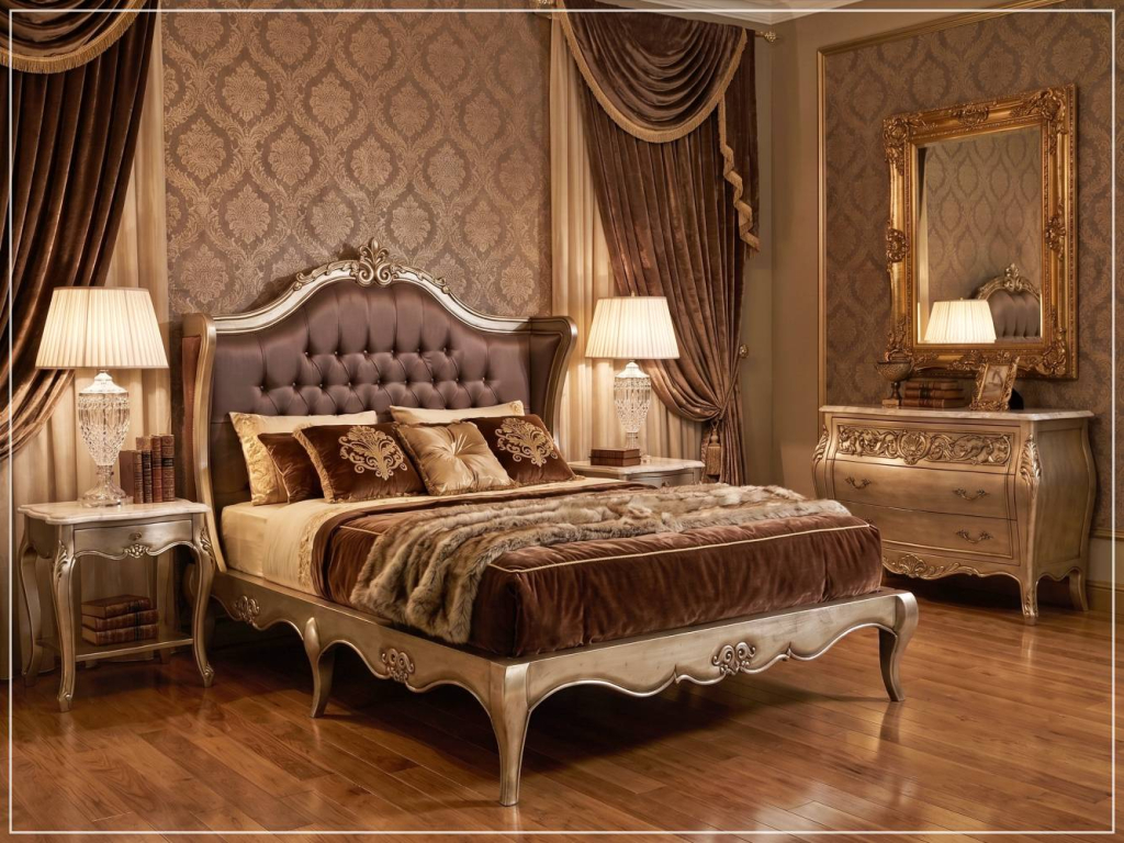 Dipan Tempat Tidur Model Eropa Mewah Terbaru French Style Desain Kamar Tidur Mewah Klasik Eropa - Royal Furniture